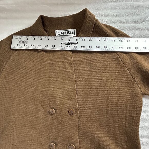 Carlisle Womens Double-Breasted Knit Cardigan Sweater Medium Merino Wool Brown - Picture 6 of 8